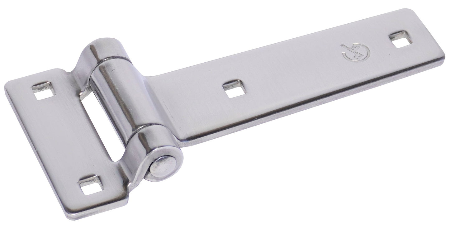 stainless steel door hinge on a white background