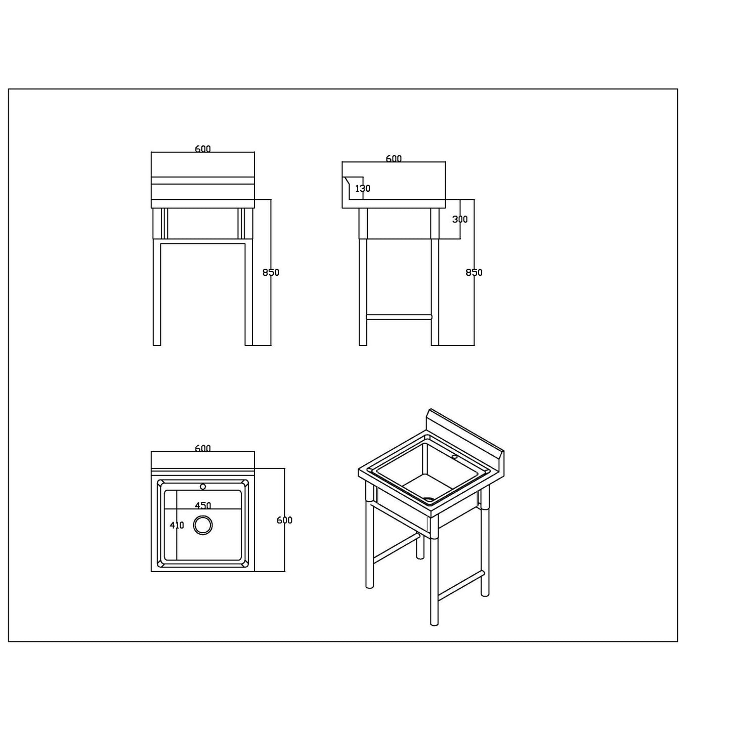 Single (Deep) instant Hot Water Sink - No Plumbing