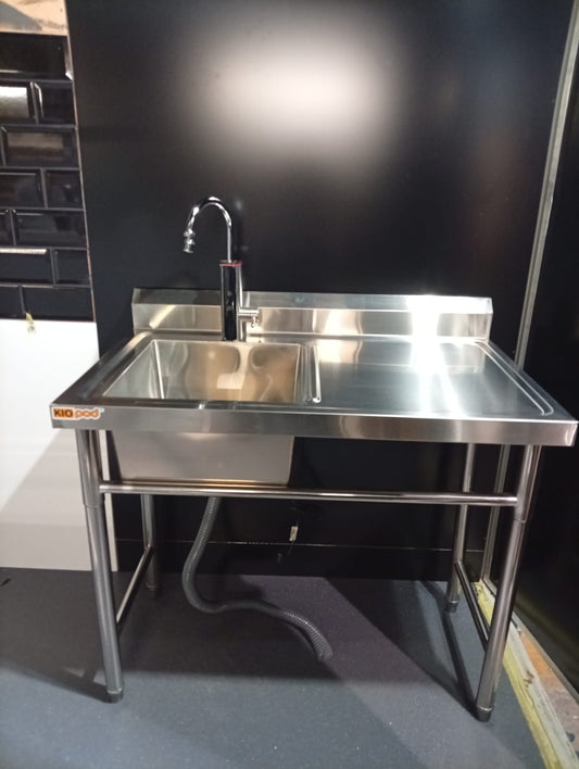 Single Hot/Cold Water No Plumbing Sink - Large Bowl and Drainer