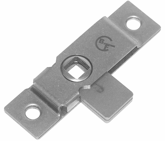 Metal latch with B.F. logo on a white background