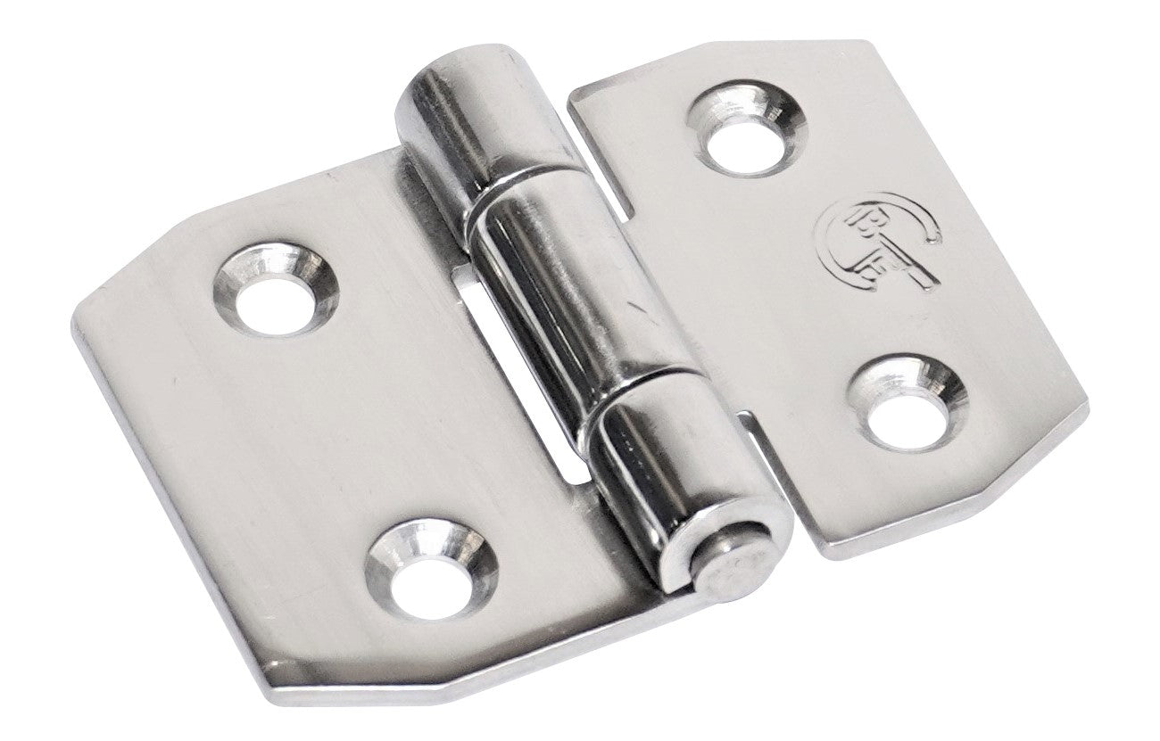 Metallic hinge on a white background